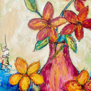 Fun floral painting by Claudia True